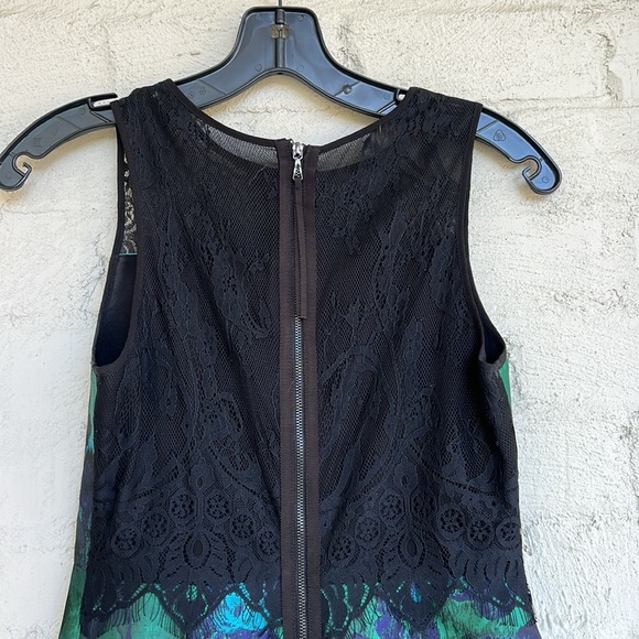 Anthropologie Leifsdottir Water Garden Black Lace & Teal Floral Sheath Size 0 - Picture 7 of 15
